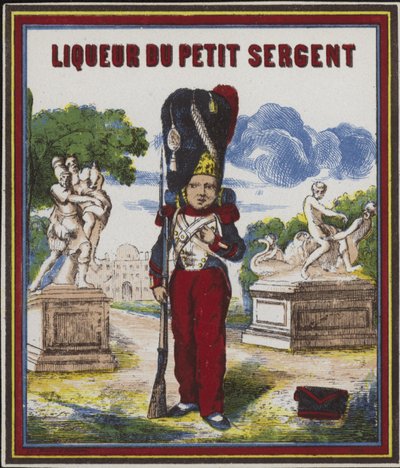 Productetiket voor Liqueur du Petit Sergent door French School