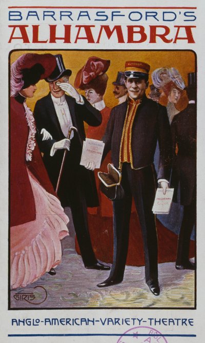 Programma voor de Alhambra Music Hall, c.1905 door French School