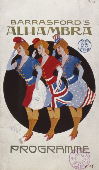 Programma voor de Alhambra Music Hall in Parijs, 1906 door French School
