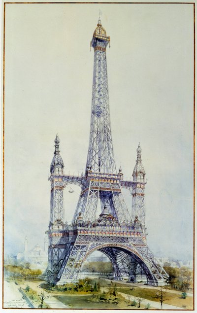 Project om de Eiffeltoren te wijzigen voor de tentoonstelling van 1900 door French School