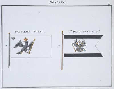 Pruisische vlaggen, uit een Frans vlaggenboek, c.1819 door French School