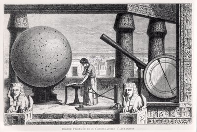 Ptolemaeus in het observatorium van Alexandrië, uit La Vie des Savants Illustres door Louis Figuier door French School