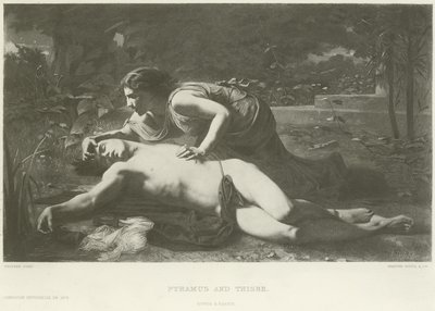 Pyramus en Thisbe (gravure) door French School