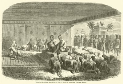 Ontvangst van de reiziger door de koningen van Laos door French School