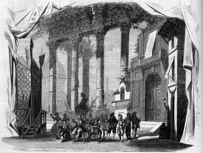 Voorstelling van een opera: Scenografie van Act I van 
