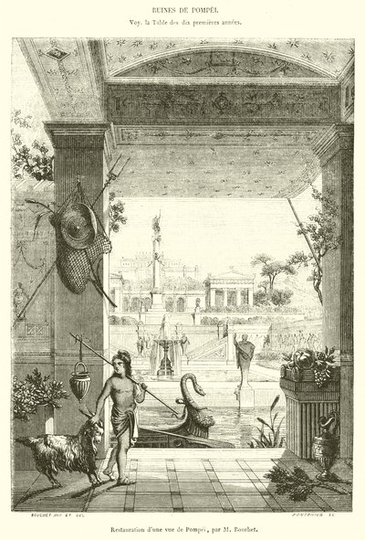 Restauratie van een uitzicht op Pompeii door French School