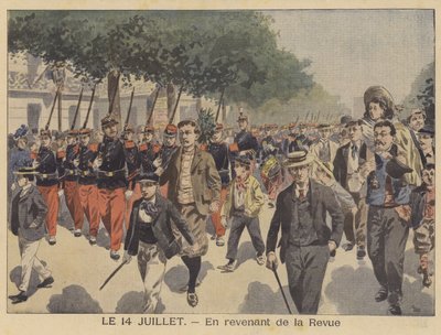 Terugkeer naar huis na de parade op de nationale feestdag door French School