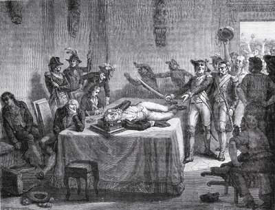 Robespierre Wacht op Executie nadat hij zichzelf in de Kaak heeft Geschoten in 1794 door French School