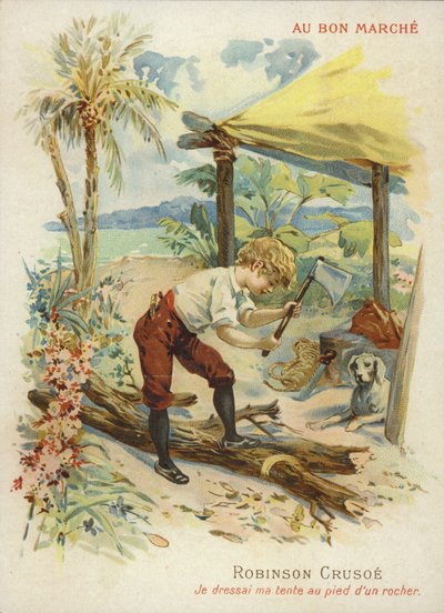 Robinson Crusoe hakt brandhout door French School