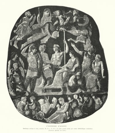 Romeinse onyx camee die de apotheose van keizer Augustus uitbeeldt (gravure) door French School