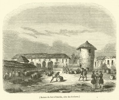 Ruïnes van het fort van Oueida, cote des Esclaves (gravure) door French School