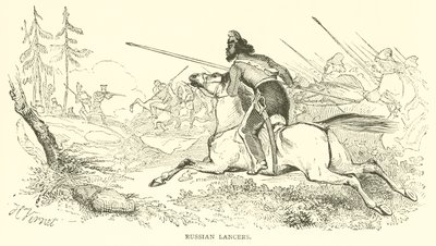 Russische lansiers (gravure) door French School