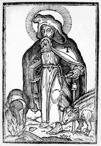 Sint Antonius de Grote, frontispice uit In Symbolicam S.Antonii Magni Imaginem Commentatio door Théophile Raynaud, gepubliceerd 1659 door French School