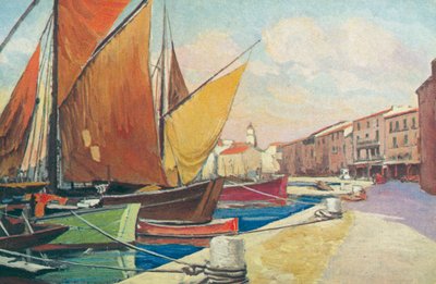 Saint Tropez: Zeilboot in de haven door French School