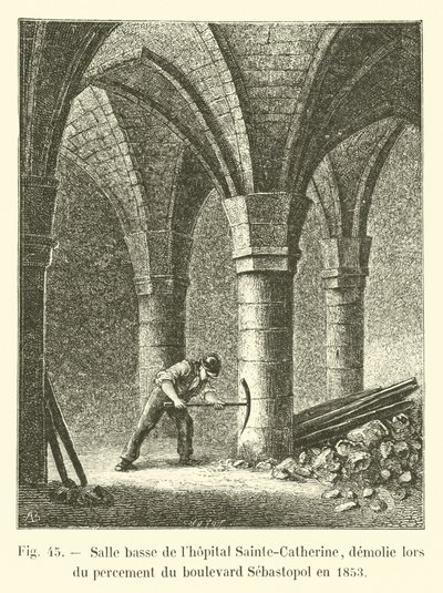 Lage zaal van het Sainte-Catherine ziekenhuis, gesloopt tijdens de aanleg van de boulevard Sébastopol in 1853 door French School