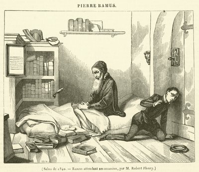 Salon van 1840, Ramus in afwachting van zijn moordenaars (gravure) door French School