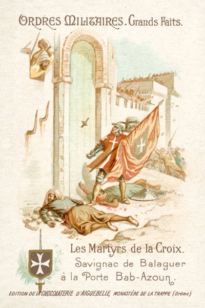 Savignac de Balaguer, vaandeldrager van de Ridders van Malta, voor de Poort van Bab-Azoun, Algiers door French School