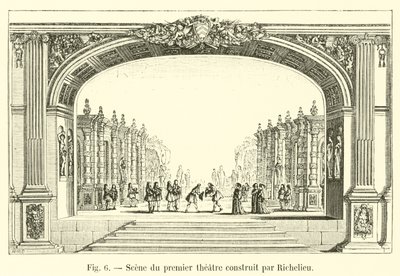 Scène van het eerste theater gebouwd door Richelieu door French School