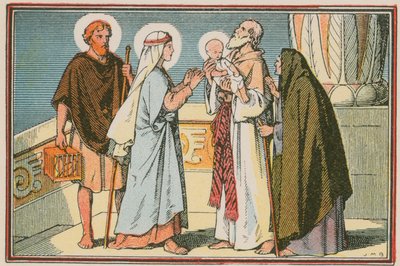 Scène uit het leven van Jezus (gekleurde gravure) door French School