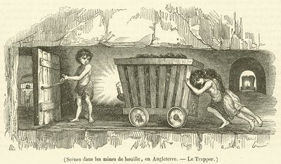 Scènes in de kolenmijnen, in Engeland, De Trapper door French School