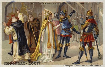 Sciarra Colonna slaat Paus Bonifatius VIII in het gezicht, 1303 door French School