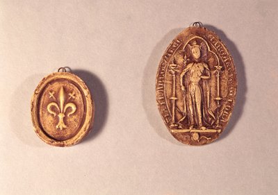 Zegels van Marguerite de Provence (1221-95) 1284 door French School