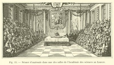 Anatomieles in een van de zalen van de Academie van Wetenschappen in het Louvre door French School