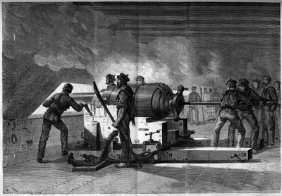 Secessieoorlog (1861-1865) of Amerikaanse Burgeroorlog - Zeeslag bij Hampton Roads (Virginia) - 8-9 maart door French School