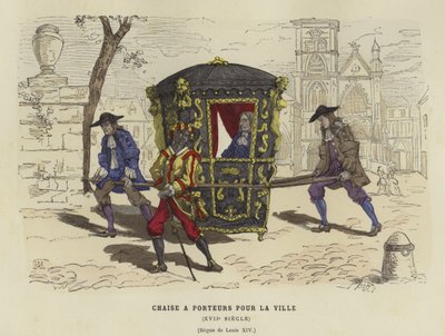 Draagstoel voor gebruik in de stad, bewind van Lodewijk XIV van Frankrijk, 17e eeuw door French School