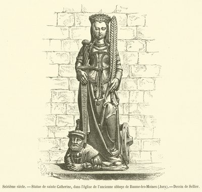 Zestiende eeuw, Beeld van Sint-Catharina, in de kerk van de oude abdij van Baume-les-Moines, Jura door French School