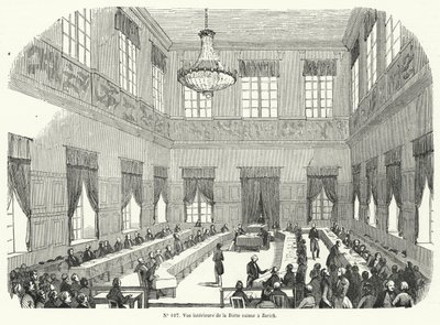 Zitting van de Tagsatzung, de Zwitserse Bondsdag, in Zürich (gravure) door French School