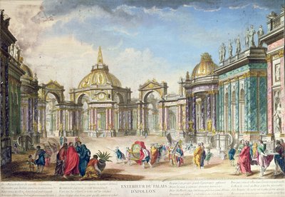 Decorontwerp voor de buitenkant van Apollos paleis, gepubliceerd in Parijs, 1748 door French School
