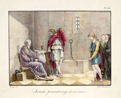 Socrates neemt afscheid van zijn vrienden, uitgegeven door Engelmann, ca. 1835 door French School