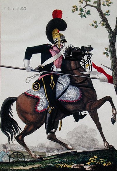 Soldaat van de Franse huishoudelijke cavalerie tijdens de periode van het keizerrijk door French School