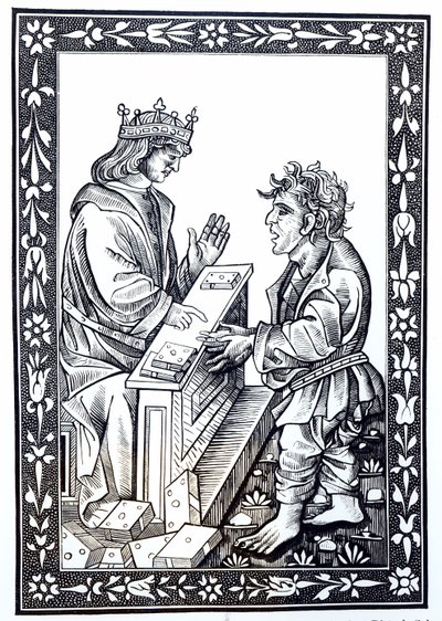 Salomo en Marcoul, illustratie uit Wetenschap en Literatuur in de Middeleeuwen en Renaissance, geschreven en gegraveerd door Paul Lacroix, 1878 door French School