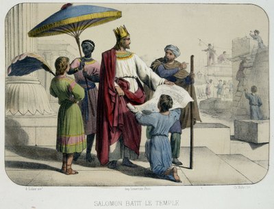 Salomo bouwde de tempel (de bouwplaats op de achtergrond) door French School