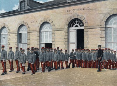 Speciale militaire school van Saint-Cyr (Saint Cyr), interne dienst: Uitgang van het amfitheater. door French School