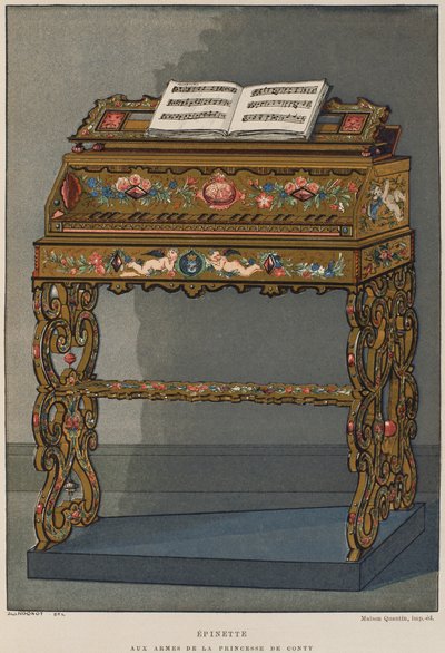 Spinet met het wapen van Prinses van Conti, illustratie uit het Dictionnaire de l