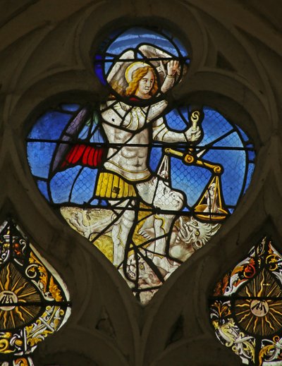 Sint-Michaël weegt zielen en vertrapt een duivel door French School