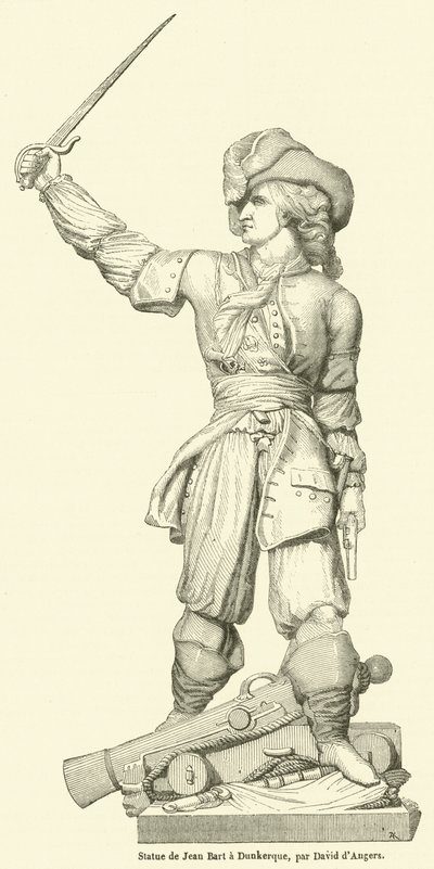 Standbeeld van Jean Bart in Duinkerken (gravure) door French School