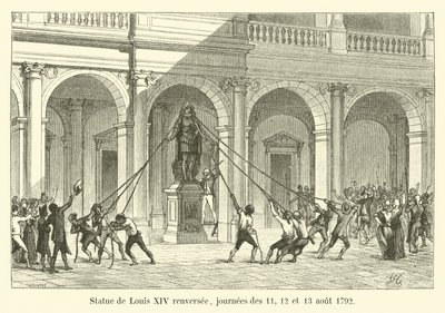 Standbeeld van Lodewijk XIV omvergeworpen, dagen van 11, 12 en 13 augustus 1792 door French School