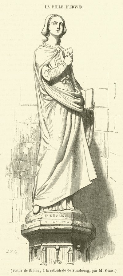Standbeeld van Sabine, in de kathedraal van Straatsburg (gravure) door French School