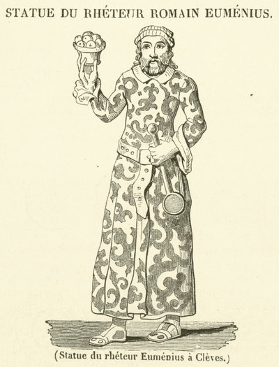 Standbeeld van reteur Eumenius in Kleef (gravure) door French School