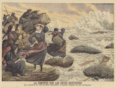 Stormen aan de kust van Bretagne door French School