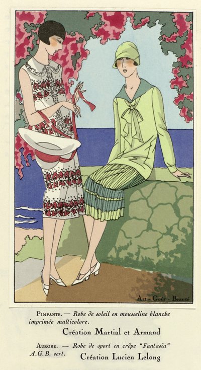 Zonnejurk en sportjurk, uit Art-Gout-Beaute, pub.1924 (pochoir Print) door French School