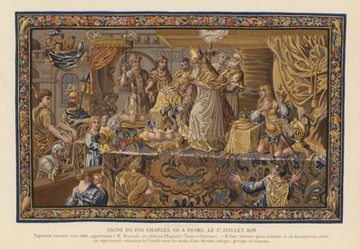 Tapijt met de kroning van koning Karel VII van Frankrijk, Reims door French School