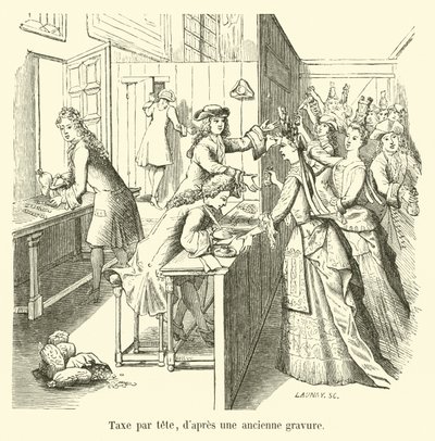 Hoofdelijke belasting, naar een oude gravure door French School