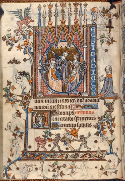 De aanbidding van de Wijzen, uit het getijdenboek van St Omer, MS 36684, f.46v (perkament) door French School