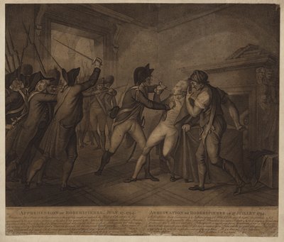 De arrestatie van Robespierre op 27 juli 1794 door French School