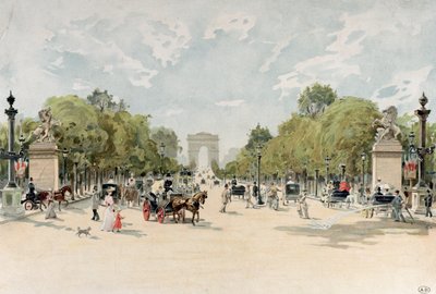 De Avenue des Champs-Elysees, c.1895 door French School